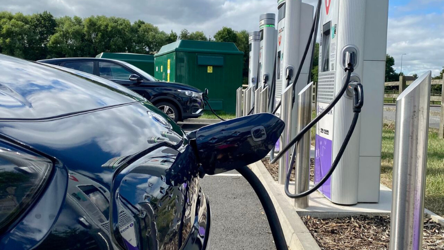 image of electric cars at public charging station